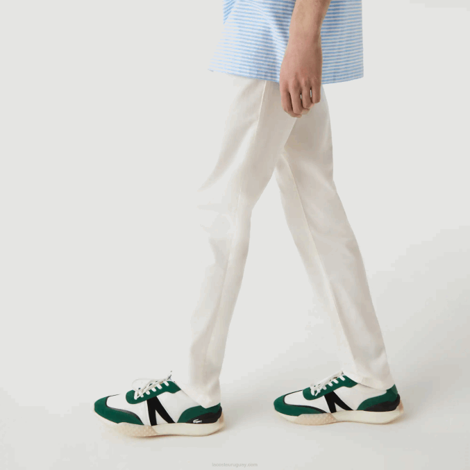 blanco 70v VVL0A1550 hombres Lacoste Nuevos pantalones clásicos de algodón elástico slim fit