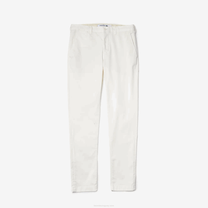 blanco 70v VVL0A1550 hombres Lacoste Nuevos pantalones clásicos de algodón elástico slim fit