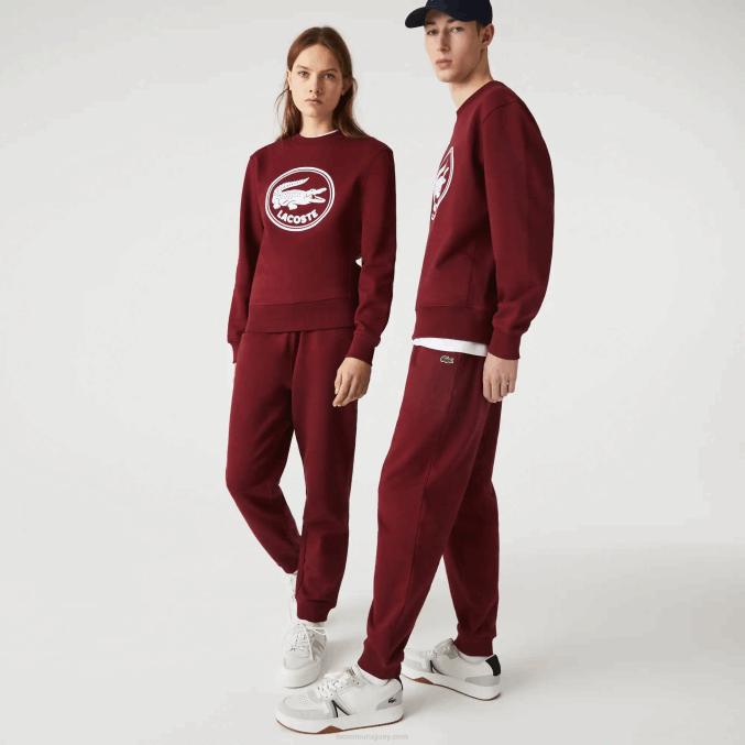 burdeos z7f VVL0A1207 hombres Lacoste pantalones de chándal de felpa de algodón orgánico