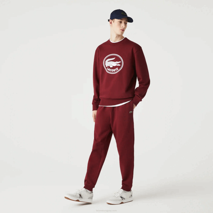 burdeos z7f VVL0A1207 hombres Lacoste pantalones de chándal de felpa de algodón orgánico