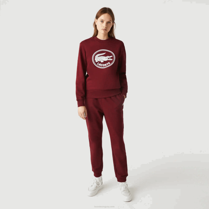 burdeos z7f VVL0A1207 hombres Lacoste pantalones de chándal de felpa de algodón orgánico