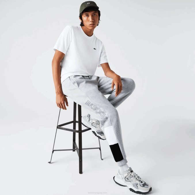 gris chino blanco negro p0f VVL0A1108 hombres Lacoste pantalones de chándal de vellón con bloques de color de la marca