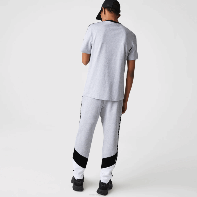 gris chino negro blanco sj1 VVL0A1148 hombres Lacoste pantalones de chándal de vellón con bloques de color a rayas de la firma