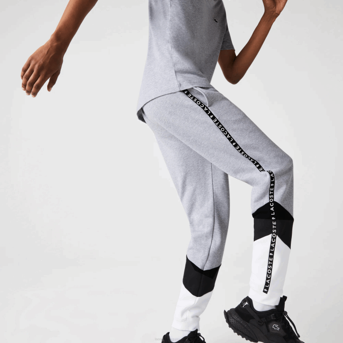 gris chino negro blanco sj1 VVL0A1148 hombres Lacoste pantalones de chándal de vellón con bloques de color a rayas de la firma