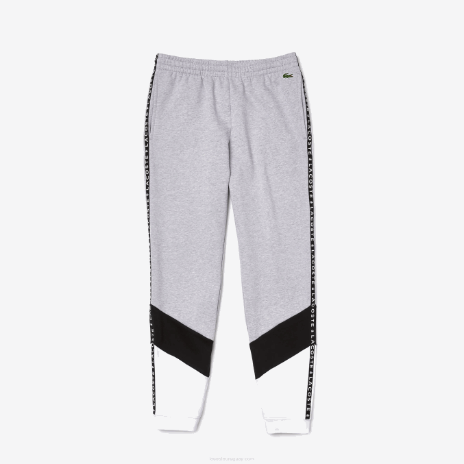 gris chino negro blanco sj1 VVL0A1148 hombres Lacoste pantalones de chándal de vellón con bloques de color a rayas de la firma