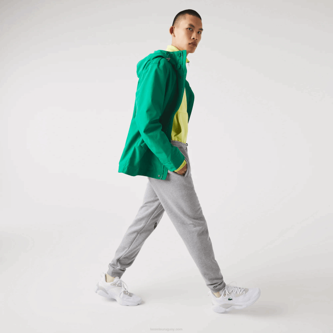 lomo gris 4jv VVL0A1065 hombres Lacoste pantalones de chándal de felpa de algodón con estampado de cocodrilo y firma