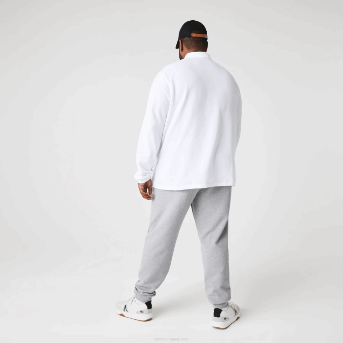 lomo gris 4jv VVL0A1065 hombres Lacoste pantalones de chándal de felpa de algodón con estampado de cocodrilo y firma