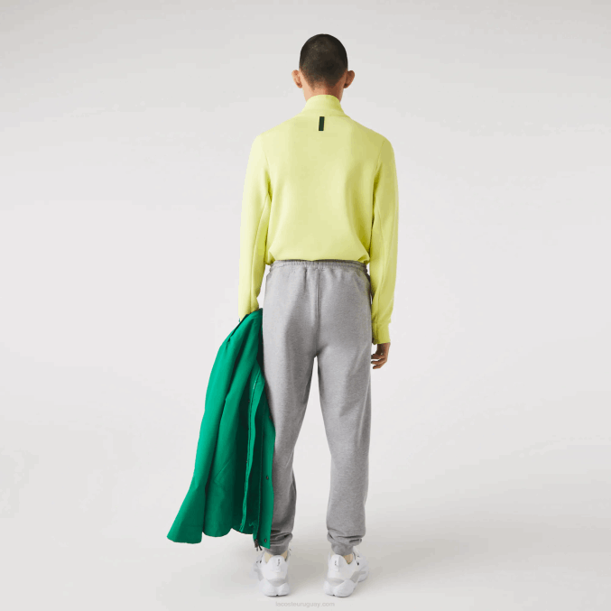 lomo gris 4jv VVL0A1065 hombres Lacoste pantalones de chándal de felpa de algodón con estampado de cocodrilo y firma
