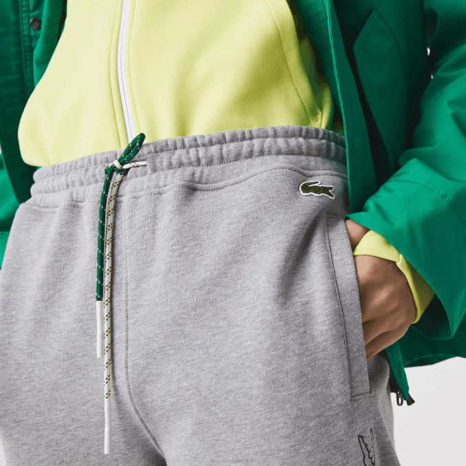 lomo gris 4jv VVL0A1065 hombres Lacoste pantalones de chándal de felpa de algodón con estampado de cocodrilo y firma