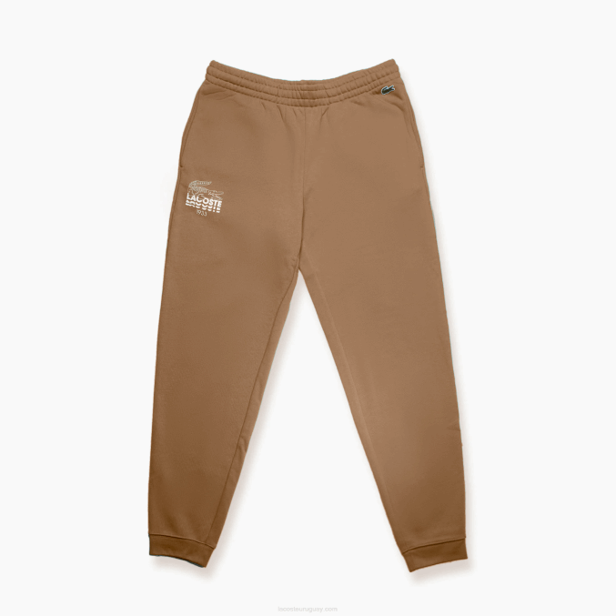 marrón z0w VVL0A1093 hombres Lacoste pantalones de chándal de felpa de algodón con marca de cocodrilo