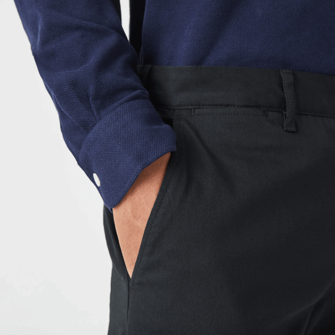 negro 031 VVL0A477 hombres Lacoste Nuevos pantalones clásicos de algodón elástico slim fit