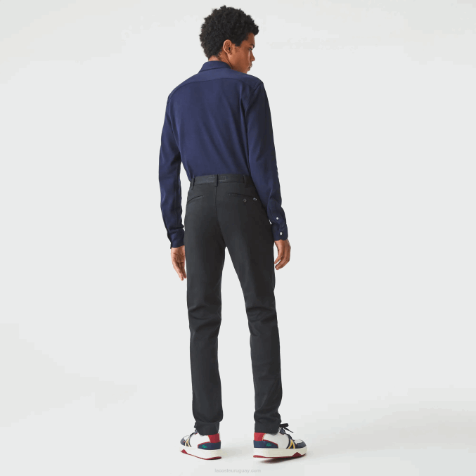 negro 031 VVL0A477 hombres Lacoste Nuevos pantalones clásicos de algodón elástico slim fit