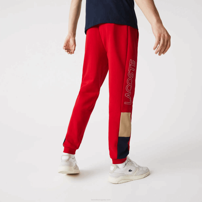 rojo beige azul marino 1fu VVL0A1109 hombres Lacoste pantalones de chándal de vellón con bloques de color de la marca