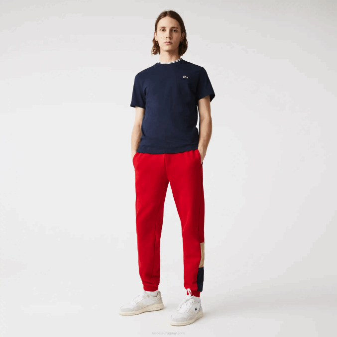 rojo beige azul marino 1fu VVL0A1109 hombres Lacoste pantalones de chándal de vellón con bloques de color de la marca