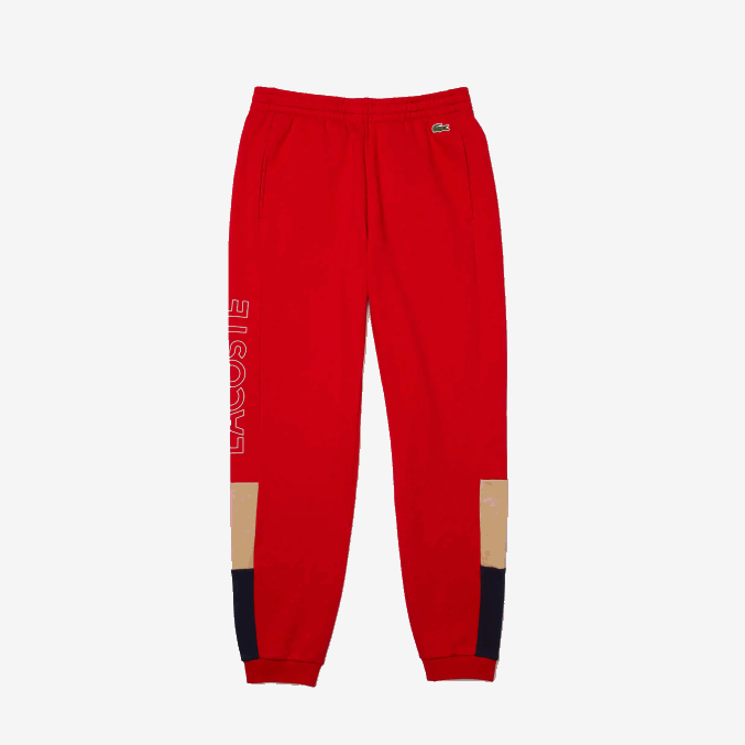 rojo beige azul marino 1fu VVL0A1109 hombres Lacoste pantalones de chándal de vellón con bloques de color de la marca