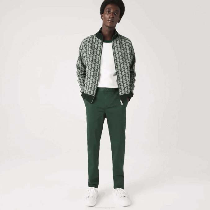 verde 5hx VVL0A1655 hombres Lacoste Nuevos pantalones clásicos de algodón elástico slim fit
