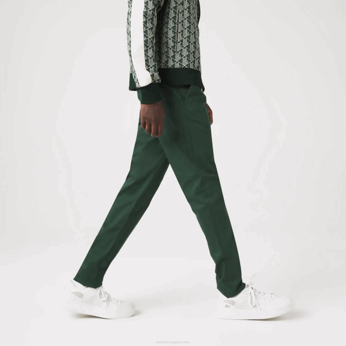 verde 5hx VVL0A1655 hombres Lacoste Nuevos pantalones clásicos de algodón elástico slim fit