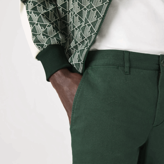 verde 5hx VVL0A1655 hombres Lacoste Nuevos pantalones clásicos de algodón elástico slim fit
