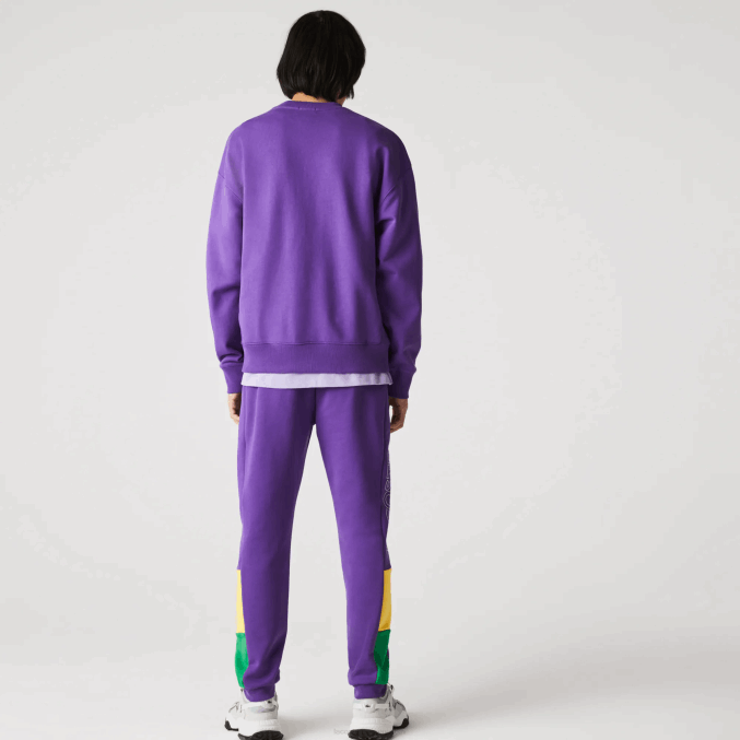 violeta amarillo verde 1cv VVL0A1107 hombres Lacoste pantalones de chándal de vellón con bloques de color de la marca