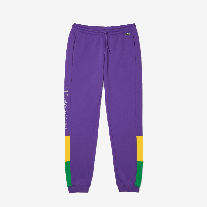 violeta amarillo verde 1cv VVL0A1107 hombres Lacoste pantalones de chándal de vellón con bloques de color de la marca