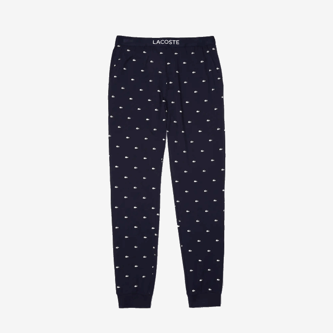 azul marino blanco 525 VVL0A1385 hombres Lacoste pantalones de pijama de punto estampados