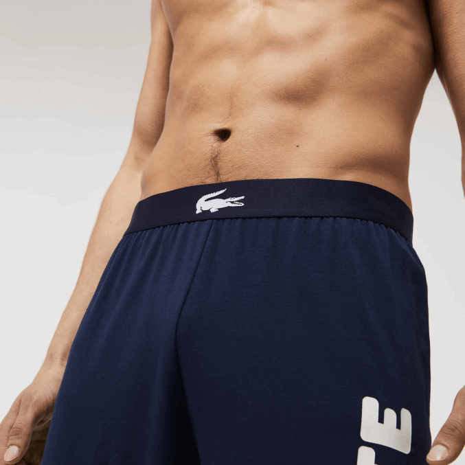 azul marino blanco 525 VVL0A1456 hombres Lacoste pantalones de pijama de algodón elástico con estampado de cocodrilo