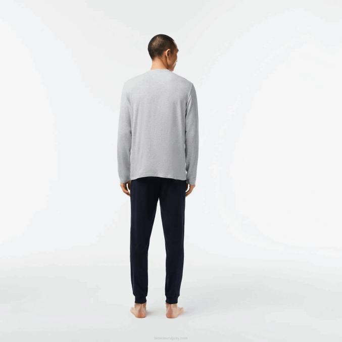 azul marino gris chine verde vxd VVL0A1457 hombres Lacoste pijama largo de terciopelo con logo