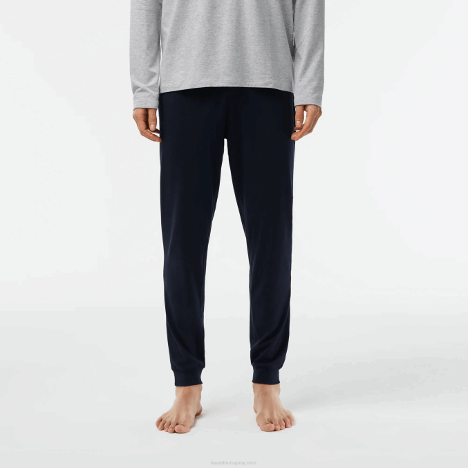 azul marino gris chine verde vxd VVL0A1457 hombres Lacoste pijama largo de terciopelo con logo