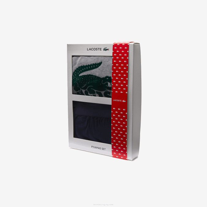 azul marino gris chine verde vxd VVL0A1457 hombres Lacoste pijama largo de terciopelo con logo