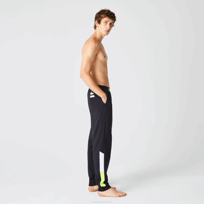 gris oscuro blanco amarillo p44 VVL0A1566 hombres Lacoste pantalones de pijama oversize con logo