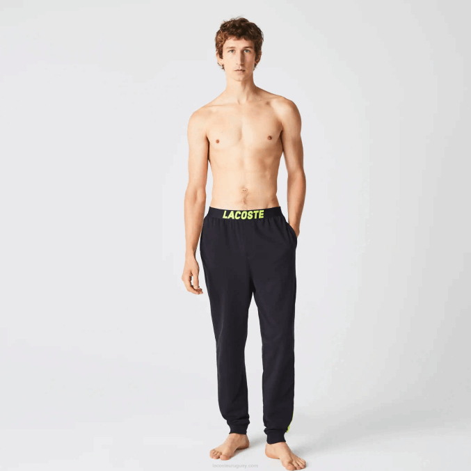 gris oscuro blanco amarillo p44 VVL0A1566 hombres Lacoste pantalones de pijama oversize con logo