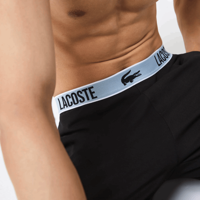 negro 031 VVL0A1523 hombres Lacoste pantalones de pijama con estampado de cocodrilo en la cintura