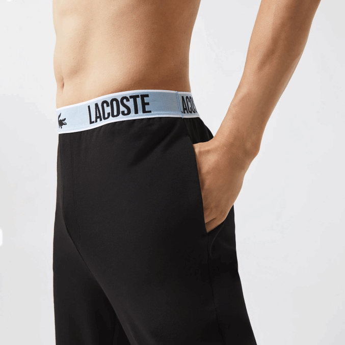 negro 031 VVL0A1523 hombres Lacoste pantalones de pijama con estampado de cocodrilo en la cintura