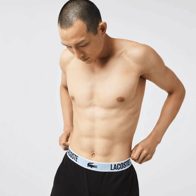 negro 031 VVL0A1523 hombres Lacoste pantalones de pijama con estampado de cocodrilo en la cintura