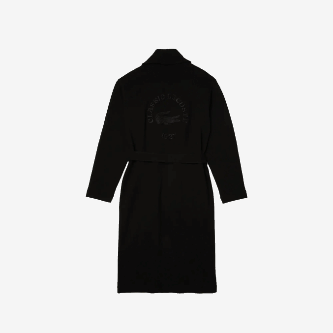 negro 031 VVL0A1525 hombres Lacoste albornoz largo de punto de algodón texturizado de ajuste holgado