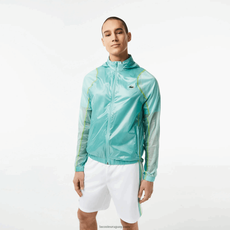 Lacoste hombres cortavientos deportivo impermeable con capucha VVL0A1 menta br8