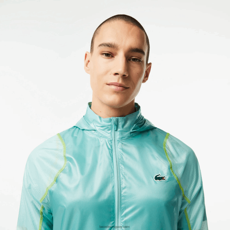 Lacoste hombres cortavientos deportivo impermeable con capucha VVL0A1 menta br8