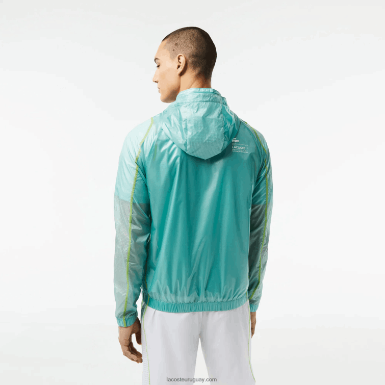 Lacoste hombres cortavientos deportivo impermeable con capucha VVL0A1 menta br8