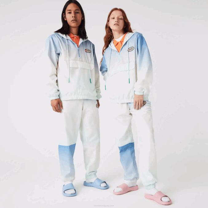 azul blanco turquesa 3ux VVL0A1280 hombres Lacoste cortavientos tipo jersey con luz en vivo