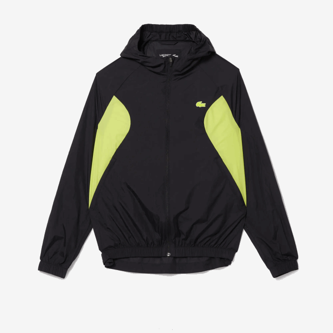 negro amarillo 60r VVL0A1254 hombres Lacoste rompevientos deportivo plegable