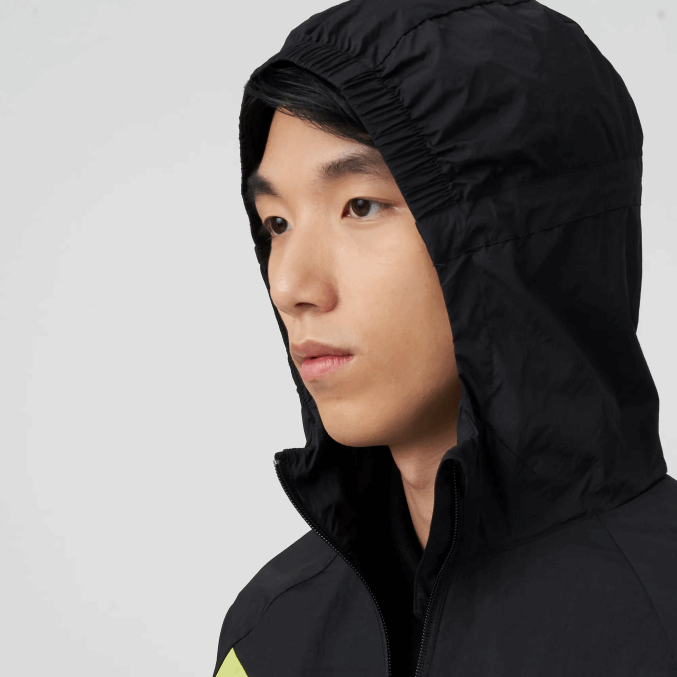 negro amarillo 60r VVL0A1254 hombres Lacoste rompevientos deportivo plegable
