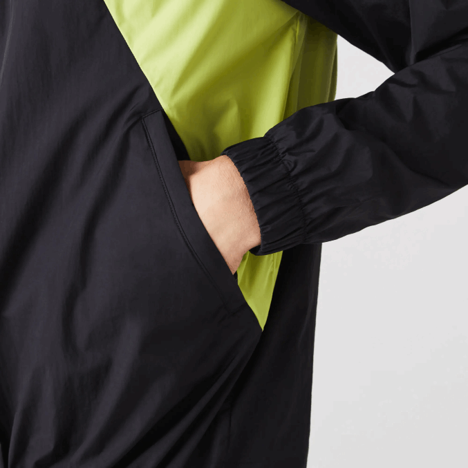 negro amarillo 60r VVL0A1254 hombres Lacoste rompevientos deportivo plegable