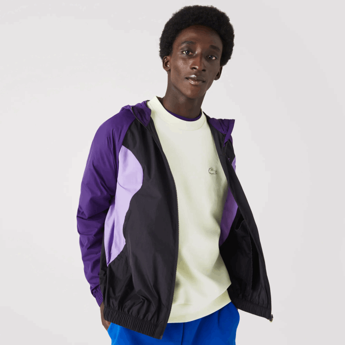 negro morado 6kb VVL0A1255 hombres Lacoste rompevientos deportivo plegable