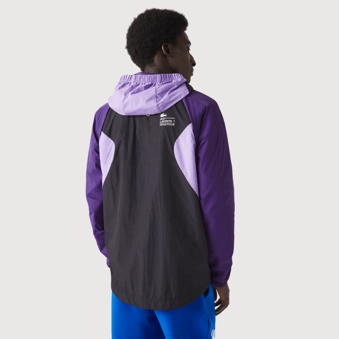 negro morado 6kb VVL0A1255 hombres Lacoste rompevientos deportivo plegable