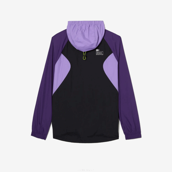 negro morado 6kb VVL0A1255 hombres Lacoste rompevientos deportivo plegable
