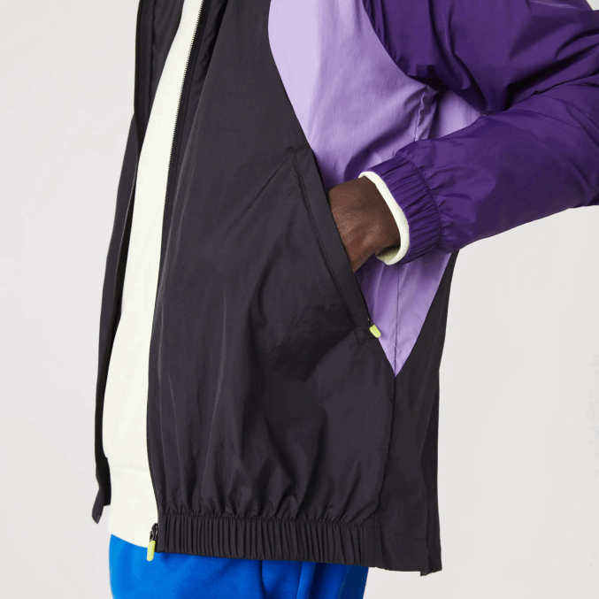 negro morado 6kb VVL0A1255 hombres Lacoste rompevientos deportivo plegable