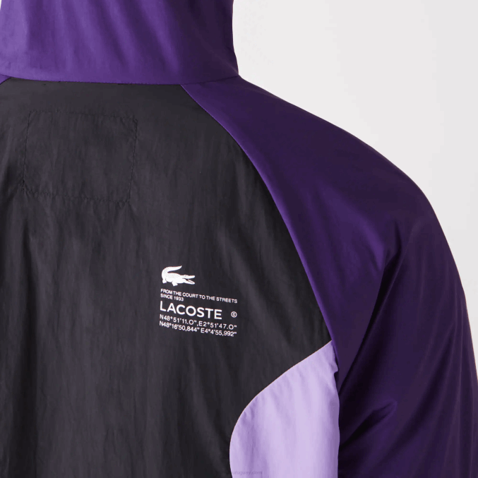 negro morado 6kb VVL0A1255 hombres Lacoste rompevientos deportivo plegable