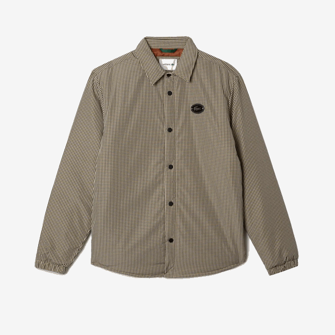 beige marino caqui verde 87e VVL0A1549 hombres Lacoste sobrecamisa repelente al agua con estampado de cuadros