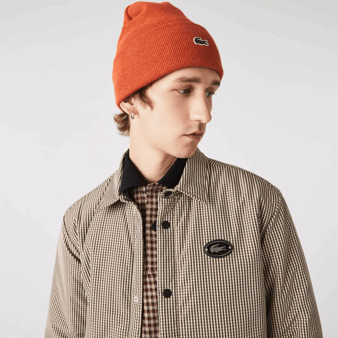 beige marino caqui verde 87e VVL0A1549 hombres Lacoste sobrecamisa repelente al agua con estampado de cuadros
