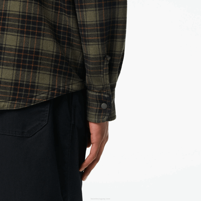 caqui verde blanco gby VVL0A1541 hombres Lacoste sobrecamisa reversible de franela de algodón